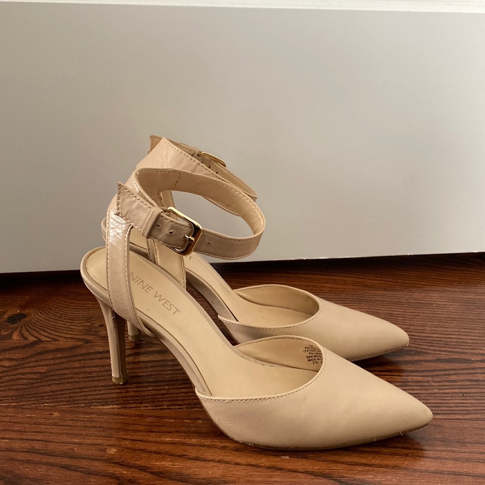 Nude ankle strap heels Nine West